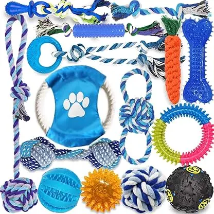 Mnubsrva Dog Toys 15 Pack for Teeth Cleaning and Fun, Pup…