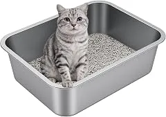 Idymere Stainless Steel High Sided Cat Litter Box | Sturdy Metal, Odor-free, Cat Litter Non-stick and Easy to Clean, Ideal for Indoor Cats, Kittens and Multicat Houses Idymere Stainless Steel High Sided Cat Litter…