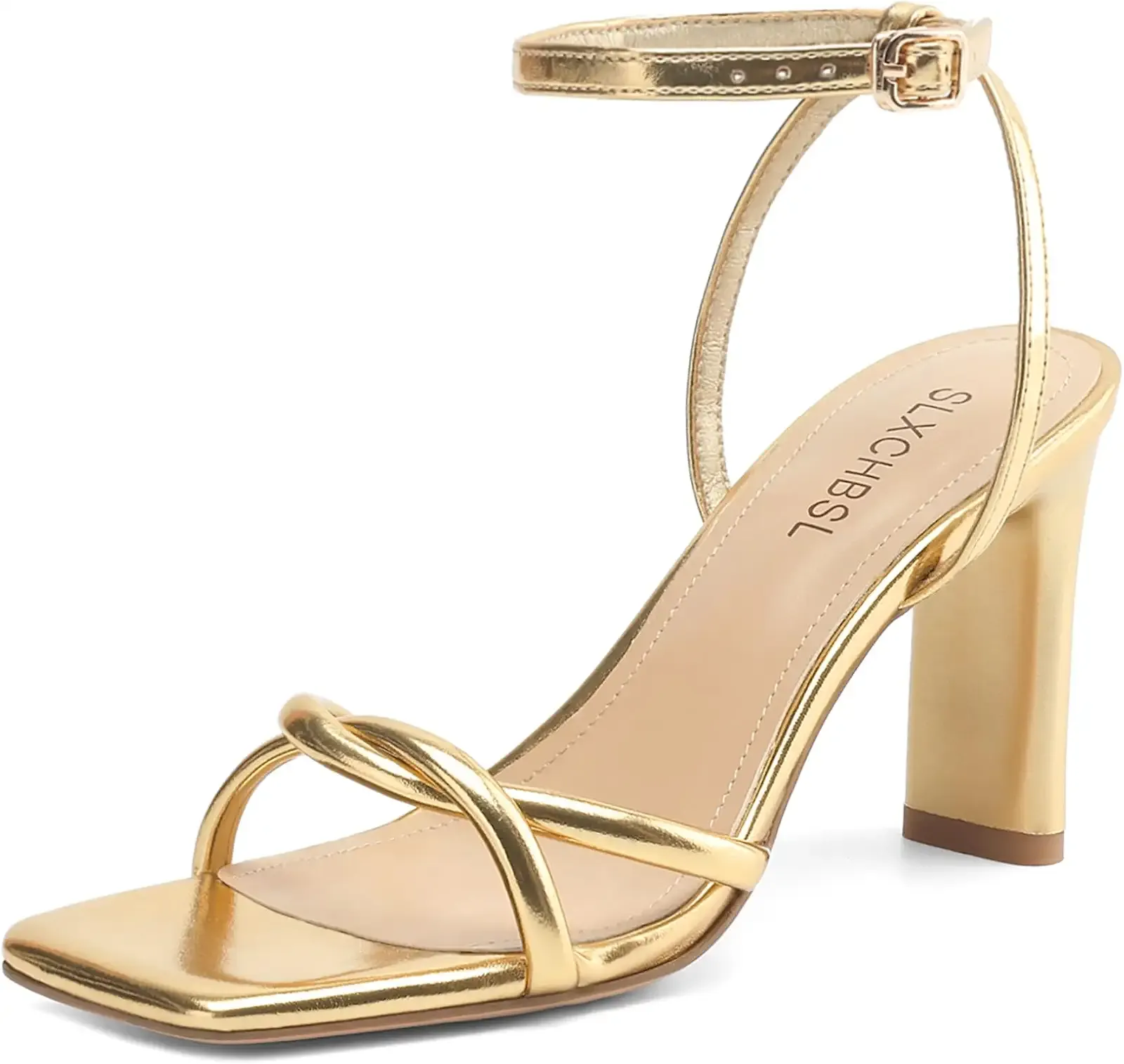 Chunky Heels for women, Strappy Square Open Toe Heeled Sandals | 3.3 Inch High Heel Shoes, Adjustable Ankle Strap, Comfortable for Daily Dress, Party, Prom, Formal