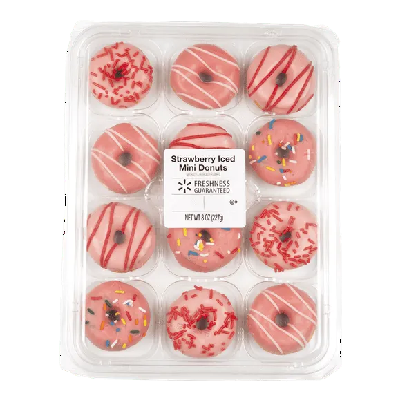 Freshness Guaranteed Strawberry Iced Mini Donuts, 8 oz, 12 Count