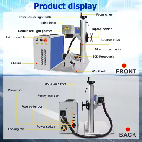 300W Auto Focus JPT M7 Mopa Fiber Laser Marking Machine Stainless Steel Metal Cutting Gold Silver Ring Laser Engraver