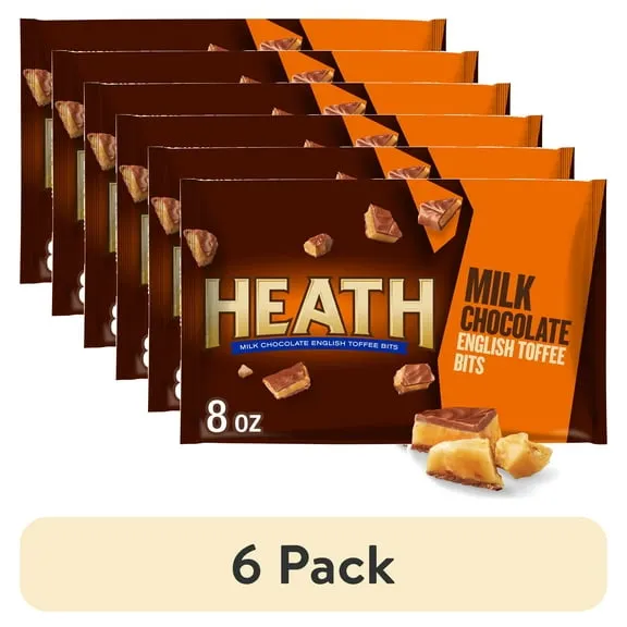 (6 pack) Heath Chocolatey English Toffee Baking Bits, Bag 8 oz