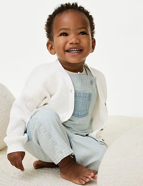 Pure Cotton Knitted Textured Cardigan (0-3 Yrs)