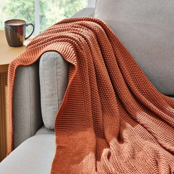 Better Homes & Gardens Copper Cotton-Blend Chunky Knit Throw, 50" x 60", 2.3 lb, All Ages