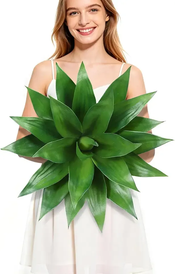 22 Inch Artificial Agave Plant, Realistic Faux Succulents with Vibrant Color, UV Resistant & Low Maintenance for Indoor Outdoor, Home, Garden, Patio,Office Decor (Green, Large)