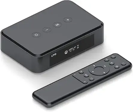 Arylic LP10 Music Receiver with AirPlay 2 & Chromecast Audio, Spotify & Tidal Connect Preamp, OLED Screen & Remote Control, Works with Siri & Google Assistant, Audio Adapter for Vintage Stereo.
