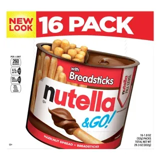 Nutella & GO! Hazelnut and Cocoa Spread With Breadsticks, 1.8 oz, 16 Pack