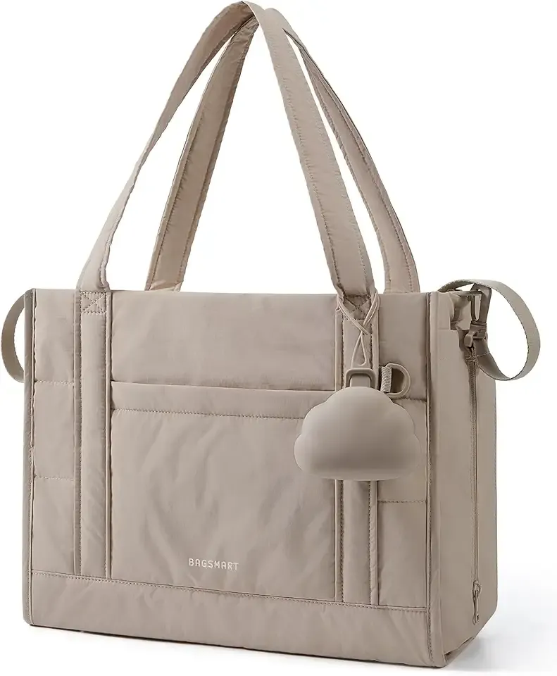 BAGSMART Diaper Bag Tote Puffer, Hospital Bag for Labor Delivery with Pacifier Case, Lightweight Baby Bag for Travel, Work | Multifunctional, Insulated Pockets, Water Resistance