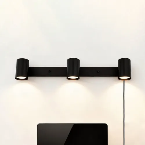 Patriot Lighting® Pluma Matte Black 3-Light Plug-In Track Lighting