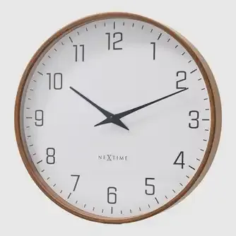 Nextime Wall Clock Sleek Wooden White 30cm