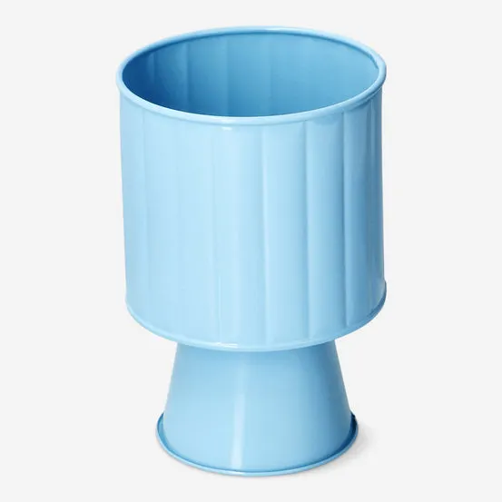 Forhøyet blå metallpotte - 11 cm