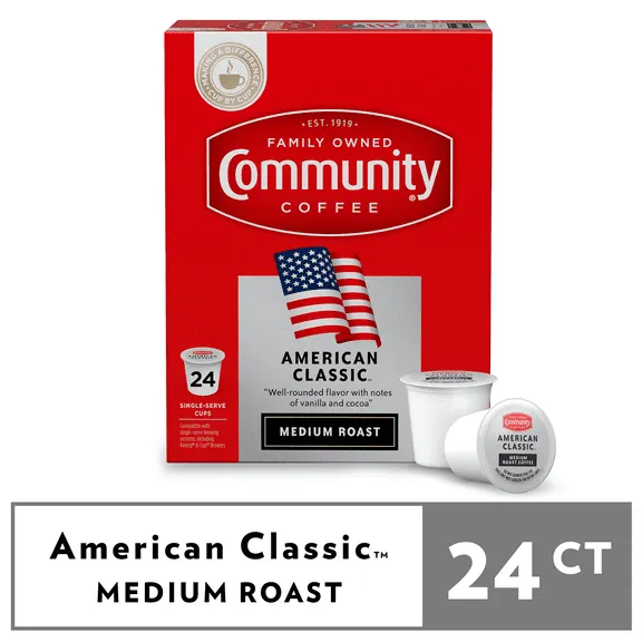 Community Coffee American Classic Single-Serve Coffee Pods, Medium Roast, 24 Count Box Compatible with Keurig 2.0 K-Cup Brewers $21.97 $2.44/oz