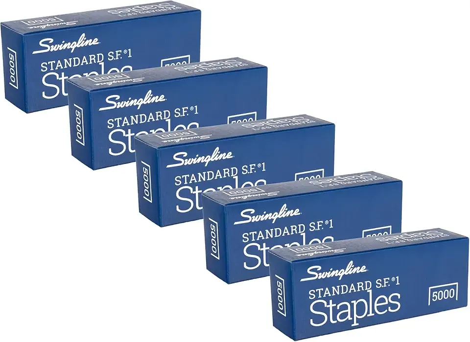 Swingline Staples, 5 Pack, Standard Staples for Desktop Staplers, 1/4" Length, 210/Strip, 5000/Box (35101)