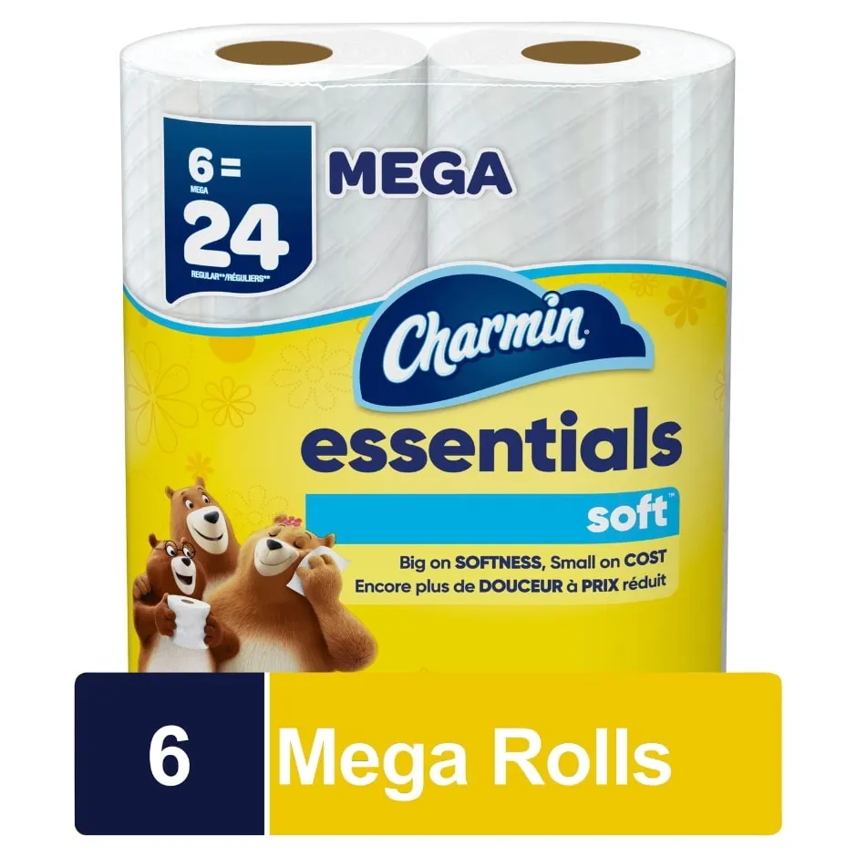 Charmin Essentials Soft Toilet Paper Mega Rolls, 6-ct.