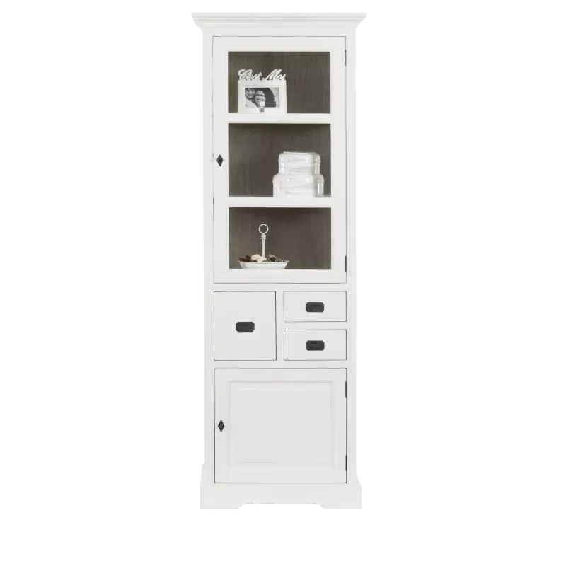 Vitrinekast (smal) Lakewood - Clear/Mindi Donkerbruin