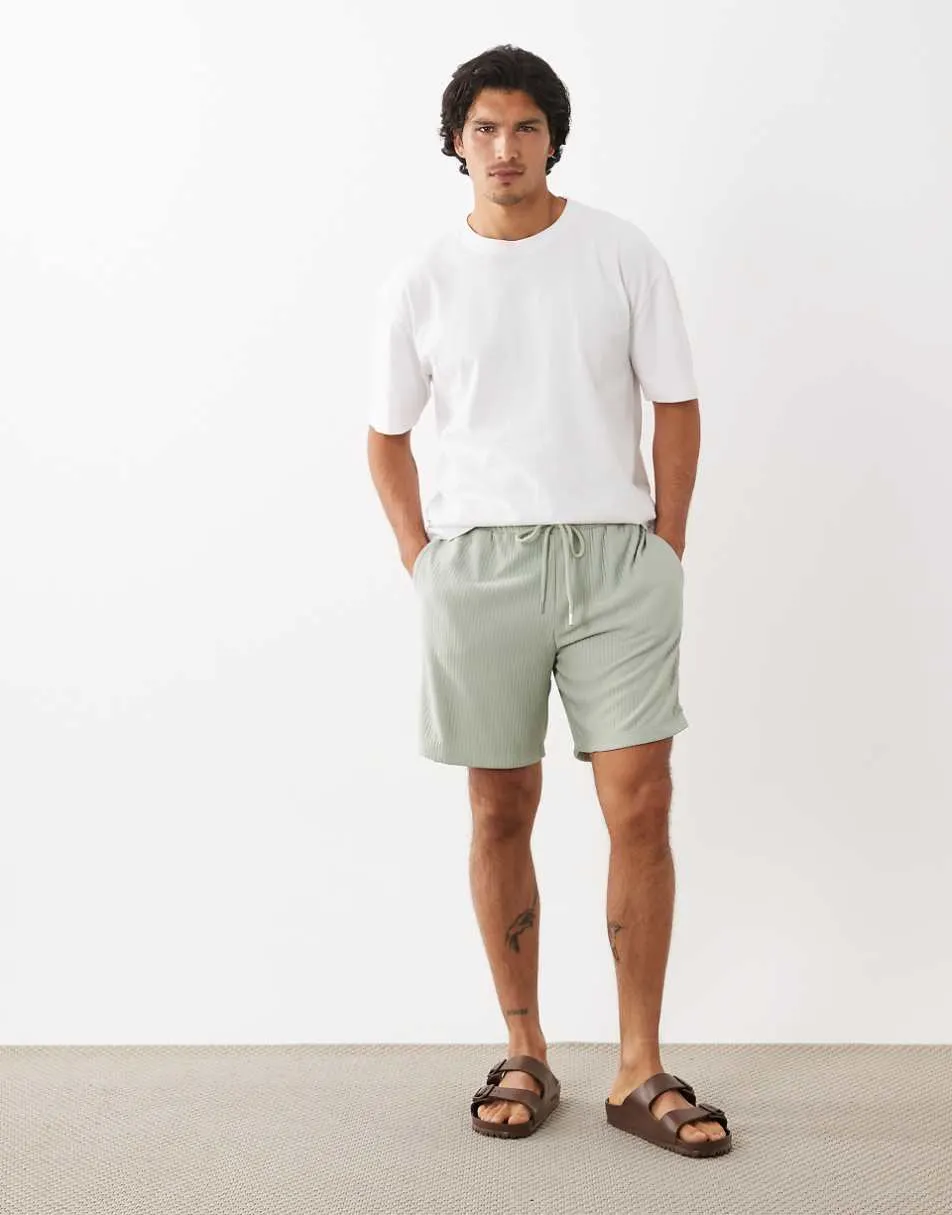 ASOS DESIGN oversized ribbed short in green