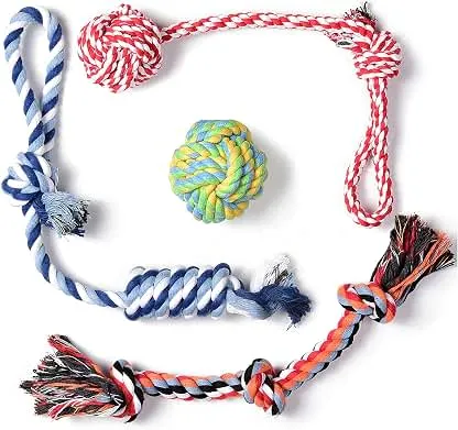 Fida Dog Rope Toys, 4 Pack Cotton Puppy Teething and C…