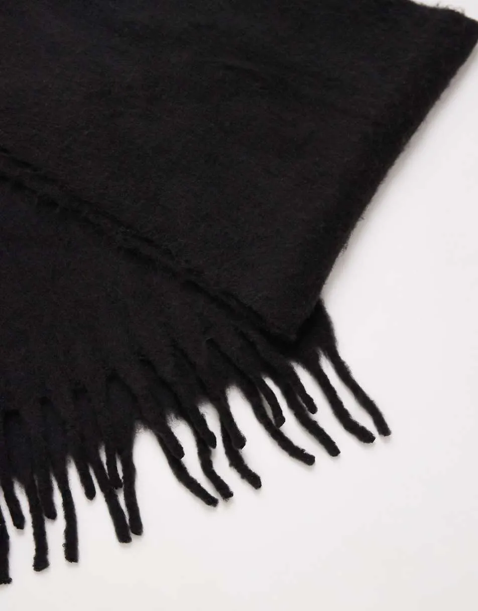 ASOS DESIGN woven brushed scarf in black