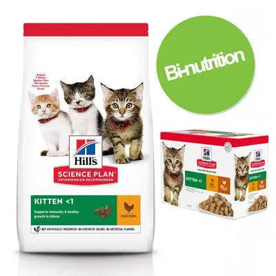 Pack bi-nutrition : 3 kg de croquettes + sachets Hill's Science Plan Kitten pour chaton