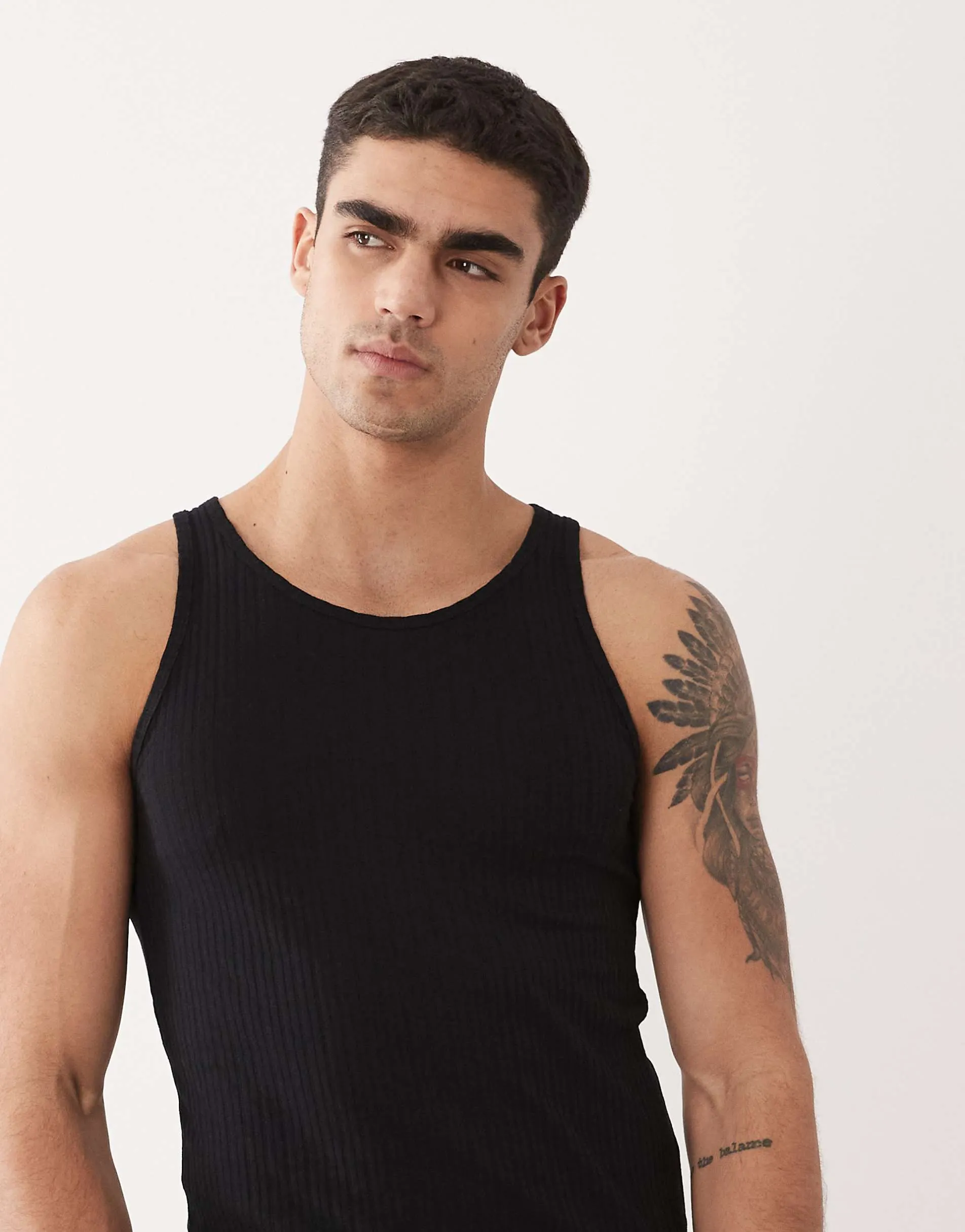 Jack & Jones ribbed muscle fit singlet in black
