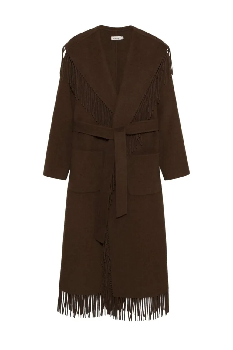 Carrie Fringe Coat - Brun