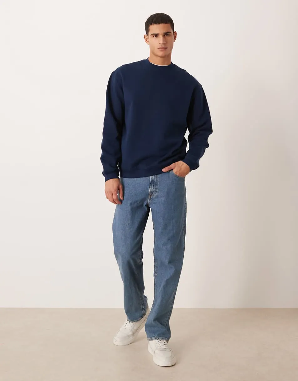 ASOS DESIGN circular oversized sweatshirt in 400gsm navy