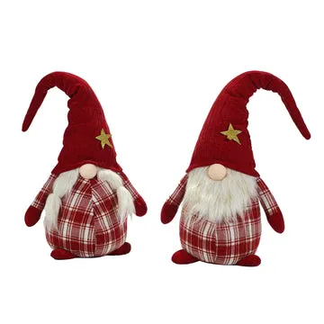 Gnomo Natalizio Decorativo Rosso Scozzese h66 cm