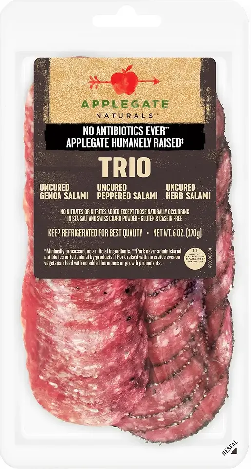 Applegate, Natural Uncured Genoa Salami Trio Sliced, 6oz