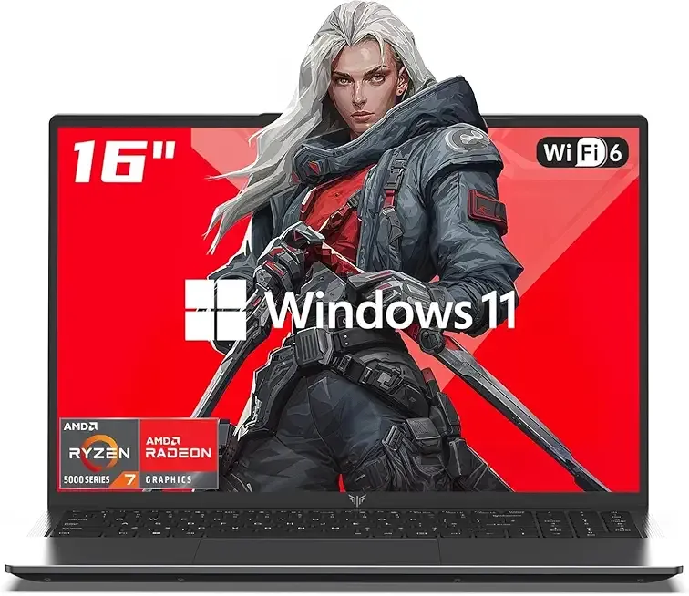 2025 AMD Gaming Laptop, 16 inch Laptop Computer with AMD Ryzen 7 5825 Series(8C/16T, Up to 4.5GHz), 16GB RAM 512GB NVMe SSD Laptop, Radeon RX Vega 8 Graphics, WiFi-6, Backlit KB, HDMI