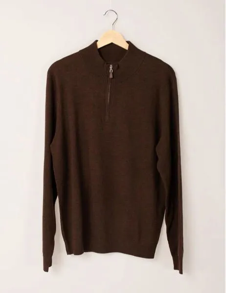 Garda Zip Neck Sweater Chocolate Torte