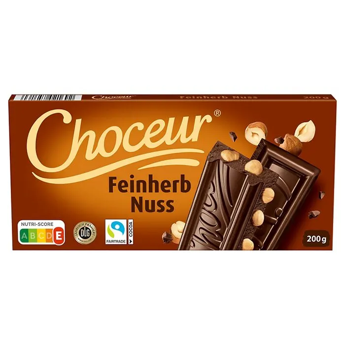 CHOCEUR Nuss Schokolade 200 g, Dunkle-Haselnuss