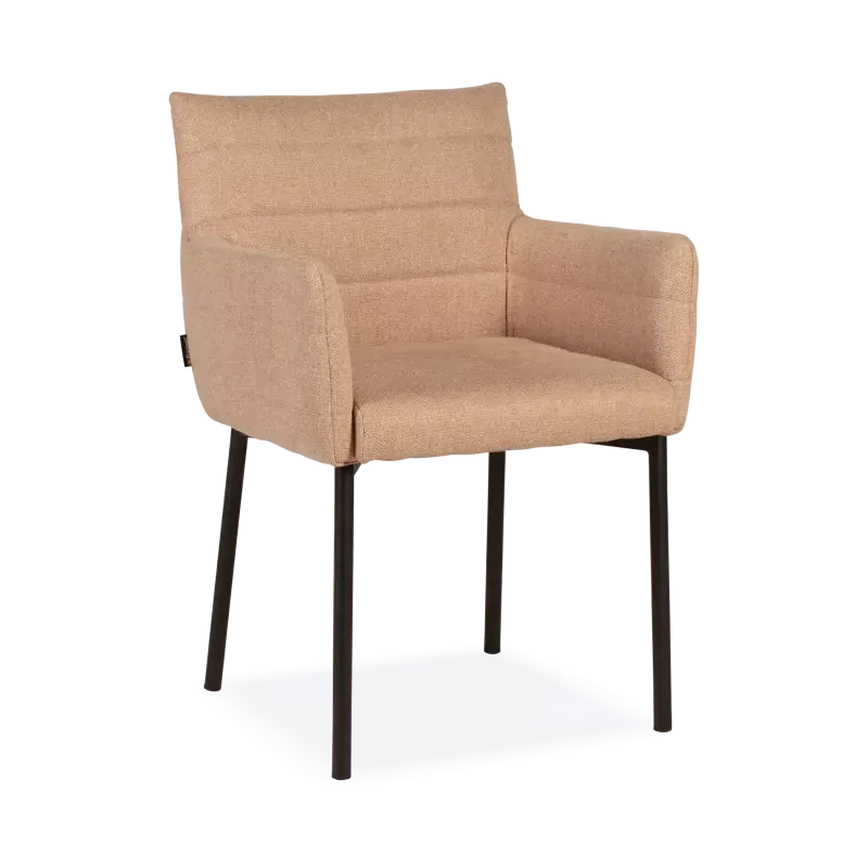 Armstoel Marea - stof Kamenta Blossom - poot zwart - horizontale stiksels