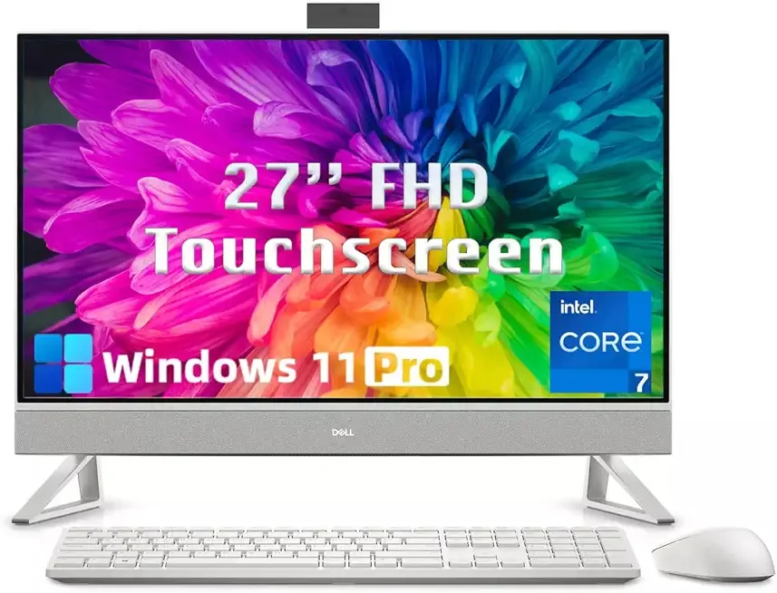Dell 27 All-in-One Desktop Computer, 27" FHD IPS Touchscreen, Core 7 150U(Up to 5.5 GHz), Wireless KB & Mouse, NVIDIA GeForce MX570A GDDR6, Wi-Fi 6E, Windows 11 Pro (32GB RAM, 1TB SSD)