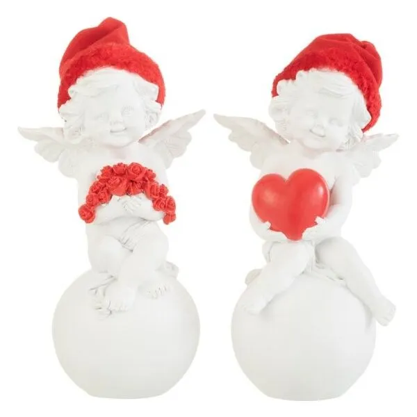 J-Line kerstfiguur rood-wit - polyresine - 11 x 9 x 22 cm