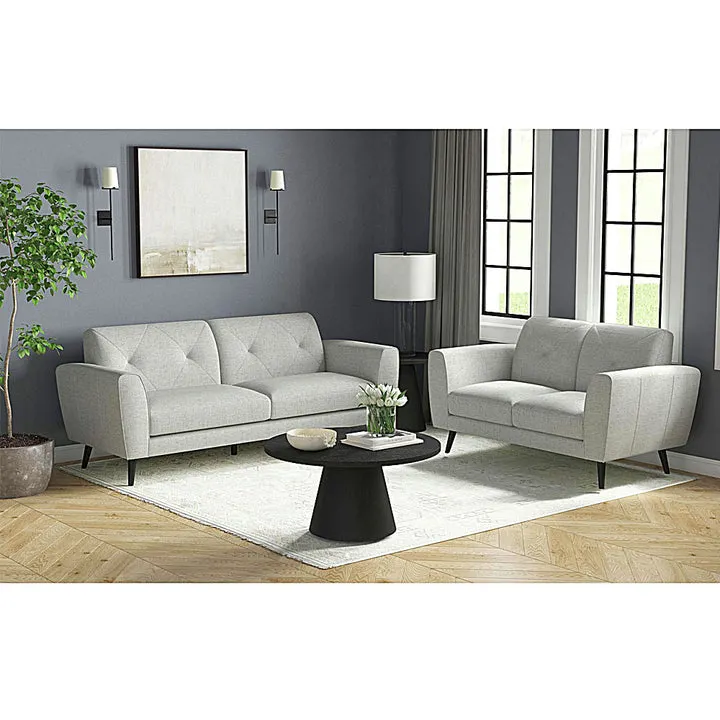 Sonata Sofa & Loveseat - Palmer Smoke with Black Legs