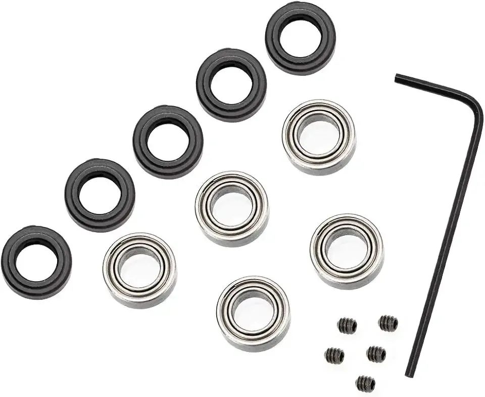 Yakamoz 5-Set Router Bit Bearings Replacement Kit Bottom Mounted Ball Bearing Guide Fits 1/4 Inch Shank Router Bits | Inner Dia. 1/4” & Outer Dia. 1/2”, Fixed Collar Included