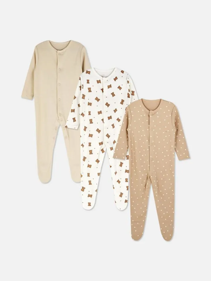 0–24 mois | Lot de 3 grenouillères à boutons-pression