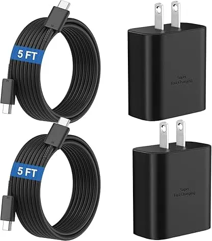 45W Super Fast Charger USB C Android Phone Type C Charger Fast Charging Block with 5FT Cord for Samsung Galaxy S26/S26 Ultra/S26+/S25 Ultra/S25/S24 Ultra/S24/S23 Ultra/S22/S21/S20/Note 10, Black 45W Super Fast Charger USB C Android Phone Type C Cha…