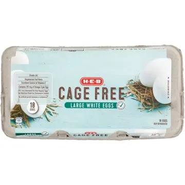 H-E-B Grade AA Cage Free Large White Eggs, 18 ct