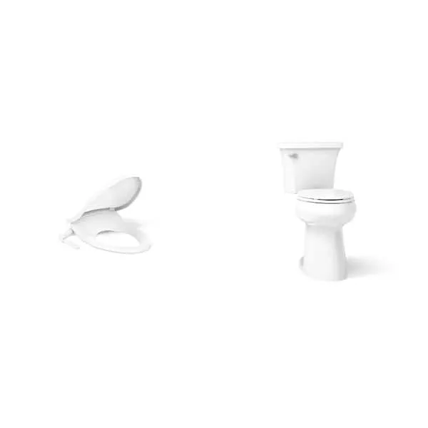 KOHLER Purewash M250 White Bidet Seat for Elongated Toilets and Highline Arc 12 in.​ Rough In Toilet with Soft Close Seat