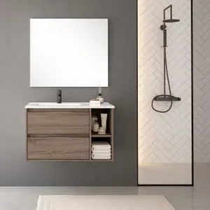 Mueble de baño suspendido bajo lavabo (solo mueble) METZ 2 Cajones Britania 80x45 cm - EGORE