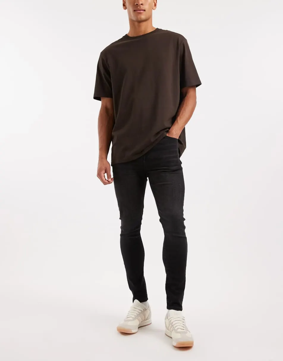 ASOS DESIGN spray on jeans in power stretch denim in washed black
