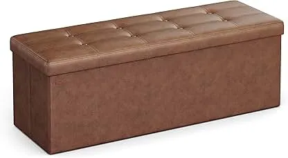 SONGMICS Storage Ottoman Bench, 43.3 Inches Folding F…