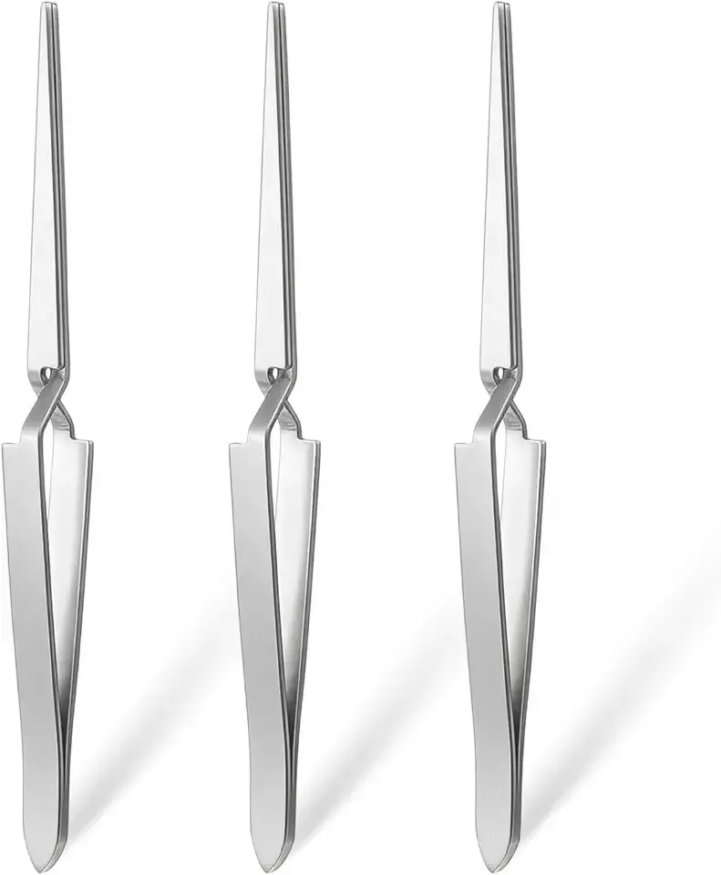 3 PCS Reverse Action Tweezers Precision, Cross Locking Tweezers for Crafting Jewelry, Stainless Steel Reverse Tweezer for Crafting Jewelry Electronics Laboratory Cross Locking