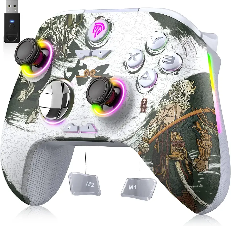 EasySMX X15 Wireless PC Controller for Gaming, Hall Effect Joysticks | 2 Back Buttons, 1000mah Battery, Gamepad for Windows PC, Steam, Switch, Android