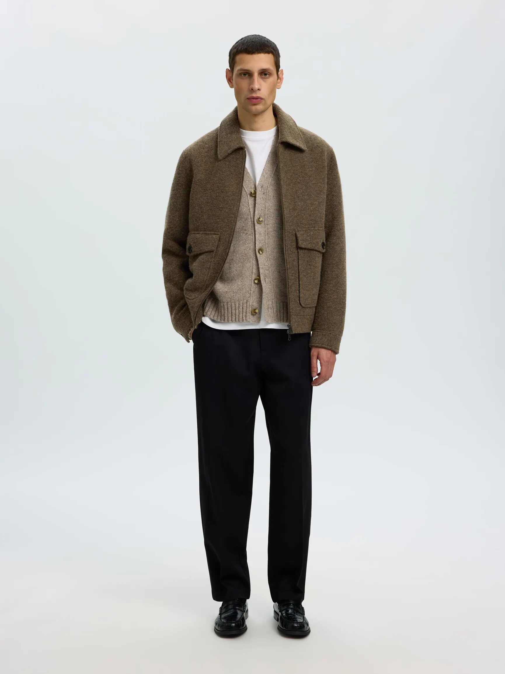 AVSLAPPET PASSFORM ULLBLANDING CARDIGAN
