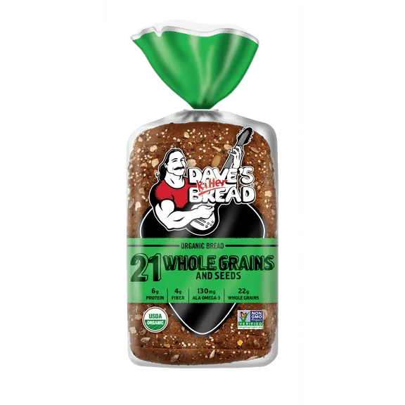 Dave's Killer Bread 21 Whole Grains and Seeds Organic Bread Loaf, 27 ounce, Shelf Stable