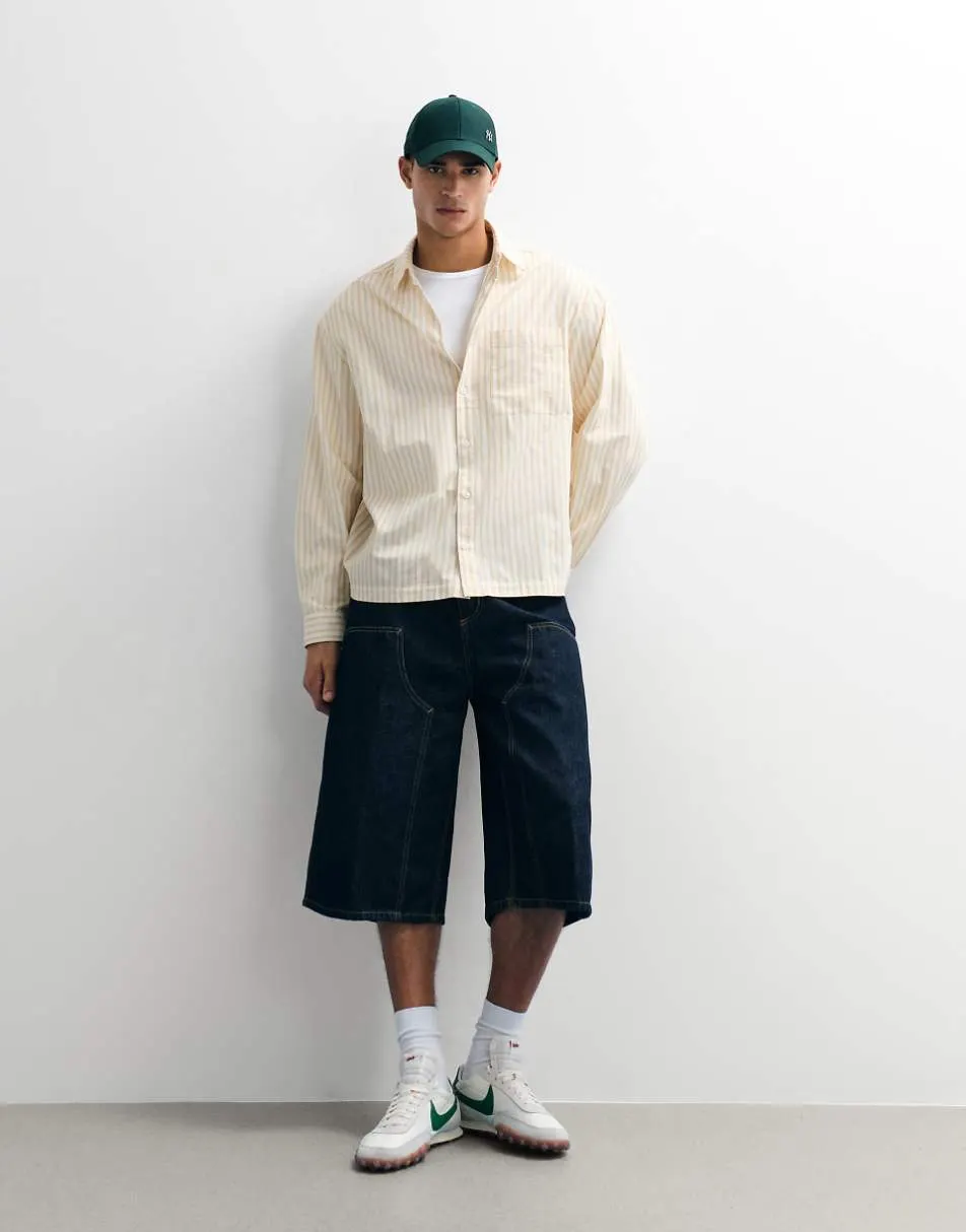 ASOS DESIGN oversized poplin stripe shirt in yellow and white