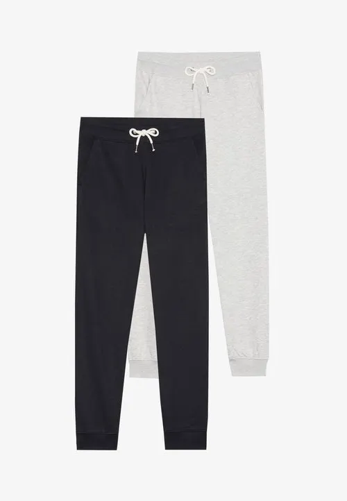 2 PACK - Joggebukse - black/mottled light grey