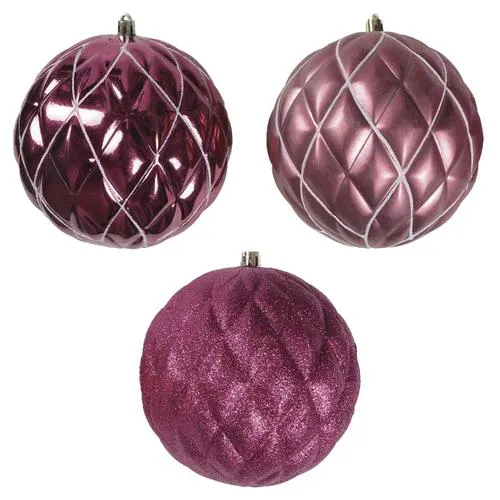 Enchanted Forest® 130mm Magenta Mixed Texture Shatterproof Ornaments - 3 Pack